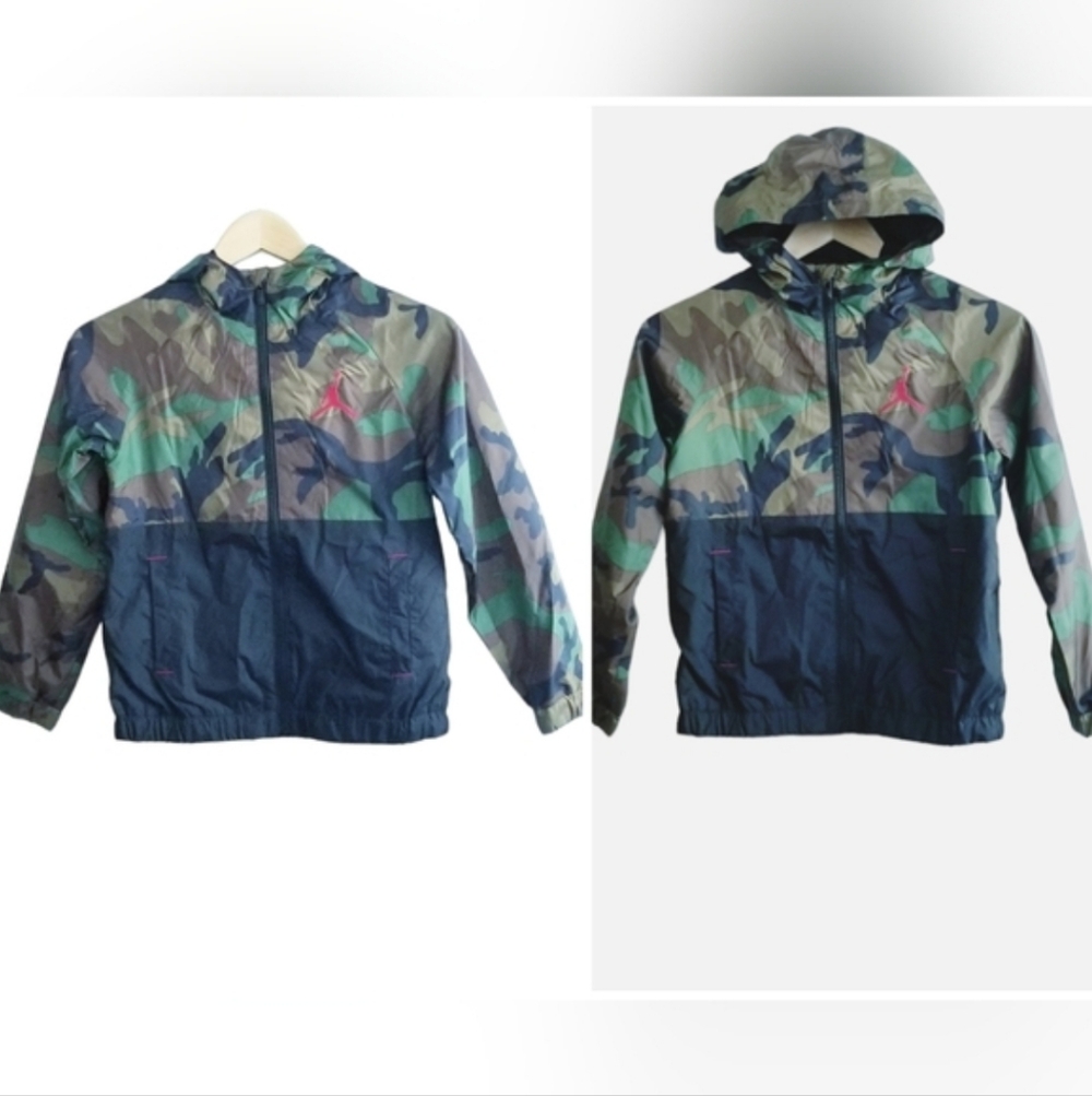 Jordan Kid's Camo Jacket  Full-Zip Water-Repellent Jacket with Hood NWT